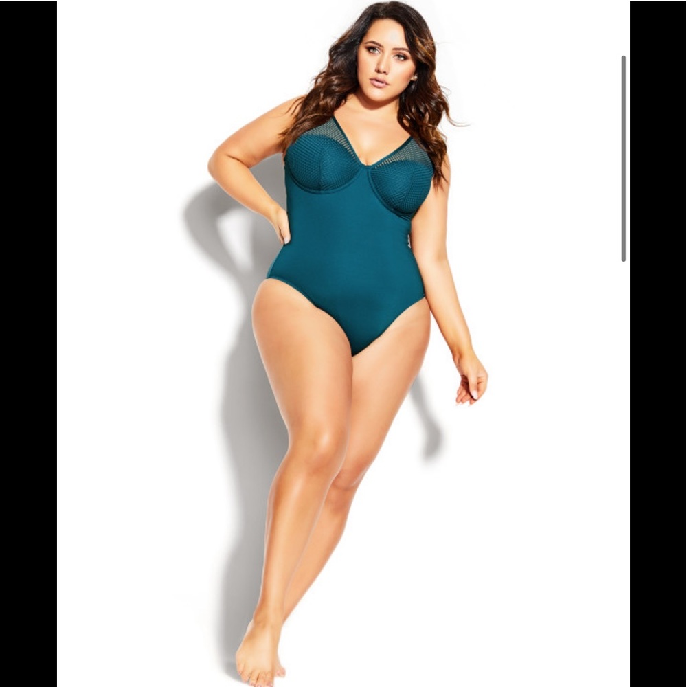 City Chic Ithaca Underwire 1 Piece Bathing - Blue